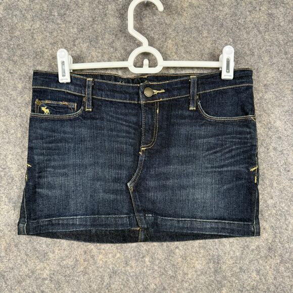 Abercrombie & Fitch Dark Wash Blue Denim Mini Skirt Size 00 Stretch EUC 352 - Picture 1 of 5